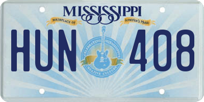 MS license plate HUN408