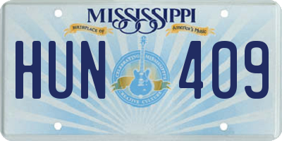 MS license plate HUN409
