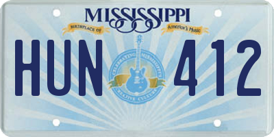 MS license plate HUN412