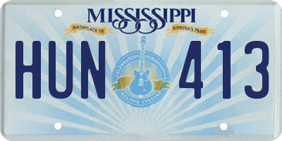MS license plate HUN413