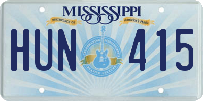MS license plate HUN415