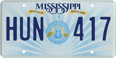 MS license plate HUN417