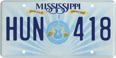 MS license plate HUN418
