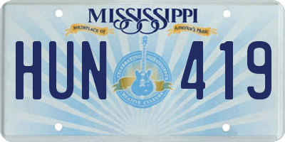 MS license plate HUN419