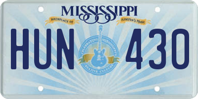MS license plate HUN430