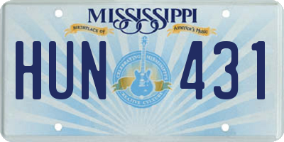 MS license plate HUN431