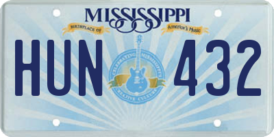MS license plate HUN432