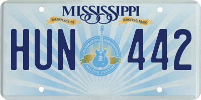 MS license plate HUN442