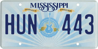 MS license plate HUN443