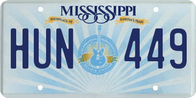 MS license plate HUN449