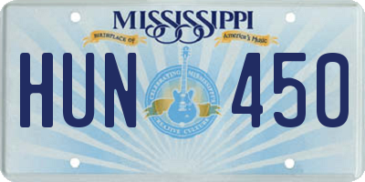 MS license plate HUN450