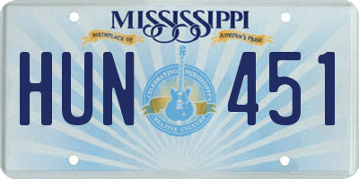 MS license plate HUN451