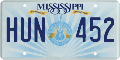 MS license plate HUN452