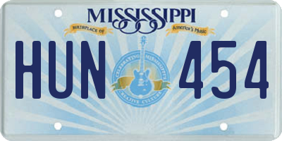 MS license plate HUN454