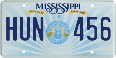MS license plate HUN456