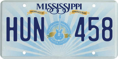MS license plate HUN458