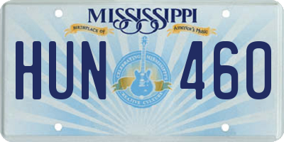 MS license plate HUN460