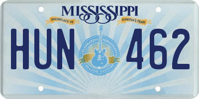 MS license plate HUN462