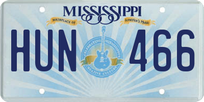MS license plate HUN466