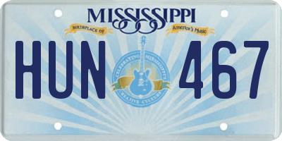 MS license plate HUN467