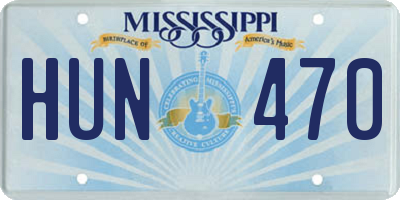 MS license plate HUN470
