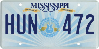 MS license plate HUN472