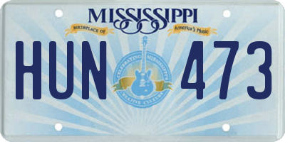 MS license plate HUN473