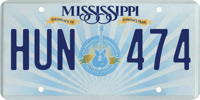 MS license plate HUN474