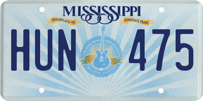 MS license plate HUN475