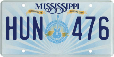 MS license plate HUN476