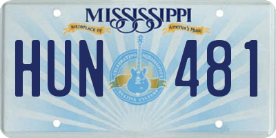 MS license plate HUN481