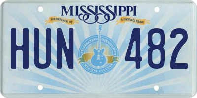 MS license plate HUN482