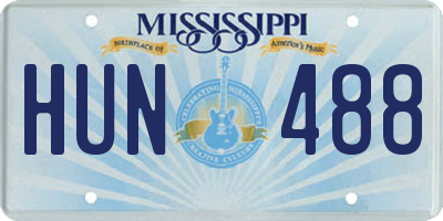 MS license plate HUN488