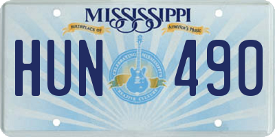 MS license plate HUN490
