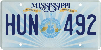 MS license plate HUN492