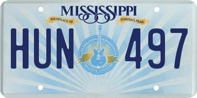 MS license plate HUN497