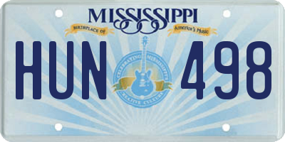 MS license plate HUN498