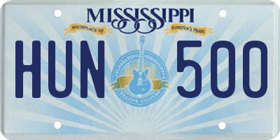 MS license plate HUN500