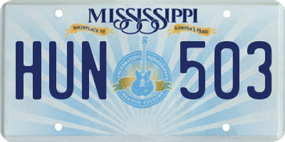 MS license plate HUN503
