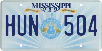 MS license plate HUN504