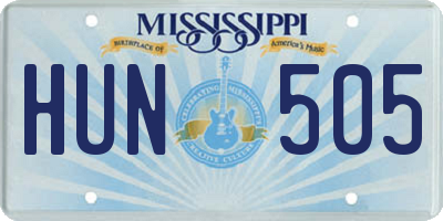 MS license plate HUN505
