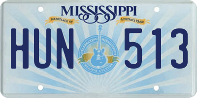 MS license plate HUN513