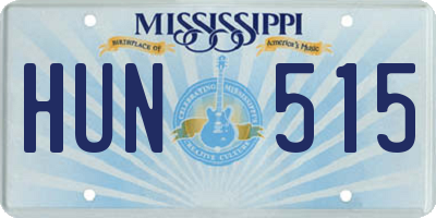 MS license plate HUN515