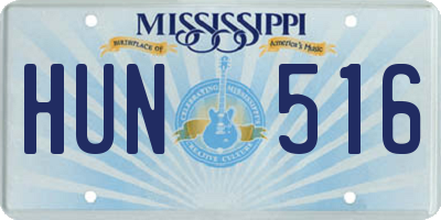 MS license plate HUN516