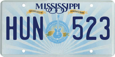 MS license plate HUN523