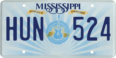 MS license plate HUN524