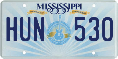 MS license plate HUN530