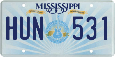 MS license plate HUN531