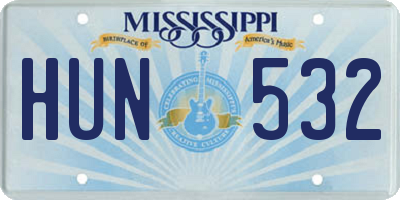MS license plate HUN532