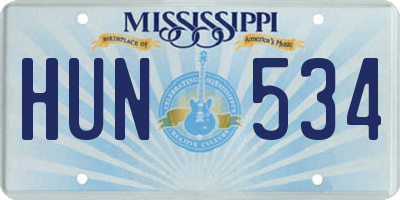 MS license plate HUN534
